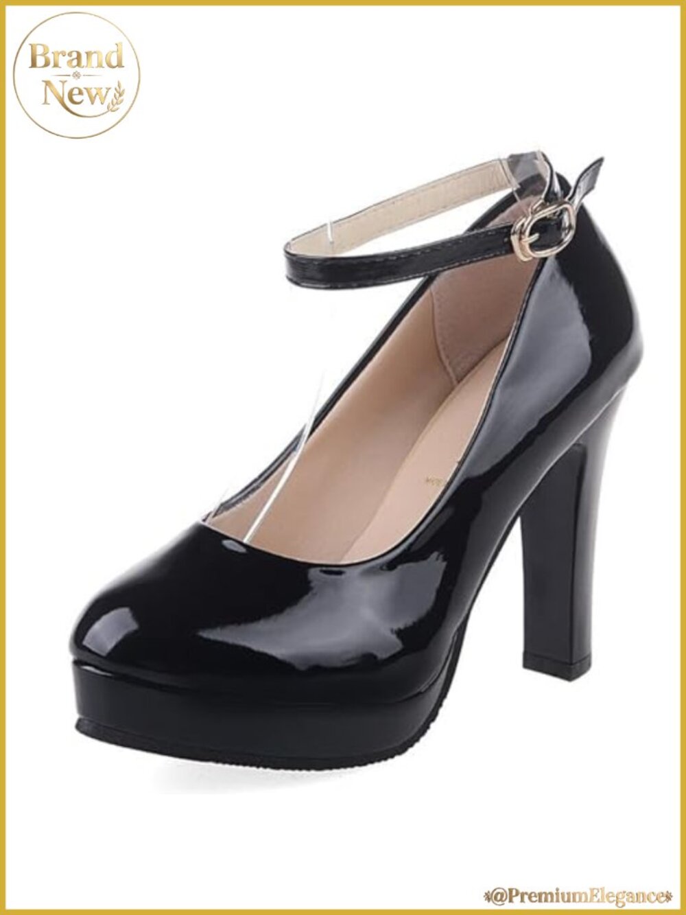 Manmade patent leather Platform Ankle Strap Mary Jane Stiletto High Heels